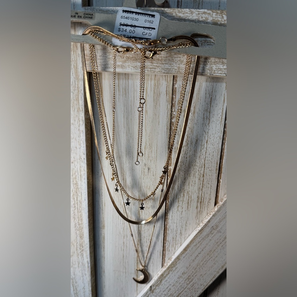 NWT Urban Outfitters Layered‎ Celestial
Statement Necklace - 3 layers-gold color - Picture 3 of 5